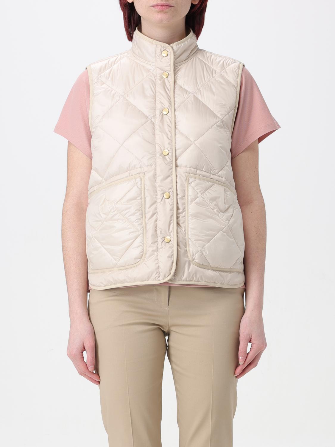 Fay Quilted High Neck Sleeveless Vest In Beige