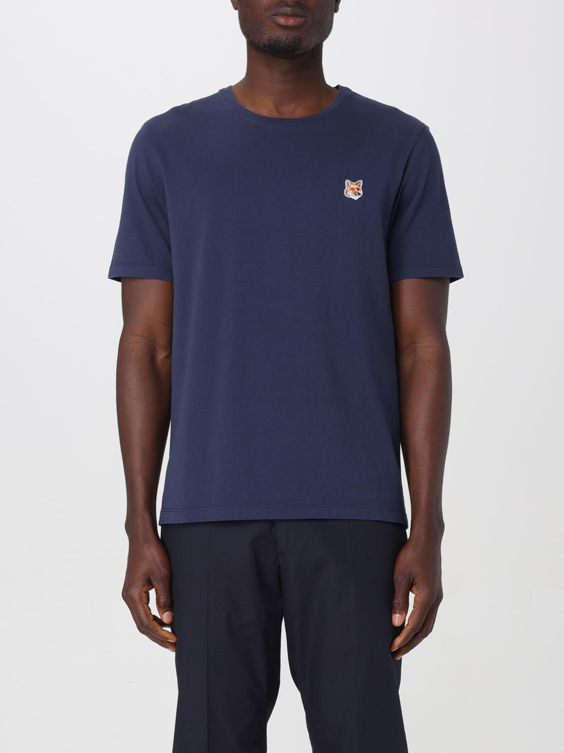 Shop Maison Kitsuné T-shirt  Men Color Blue