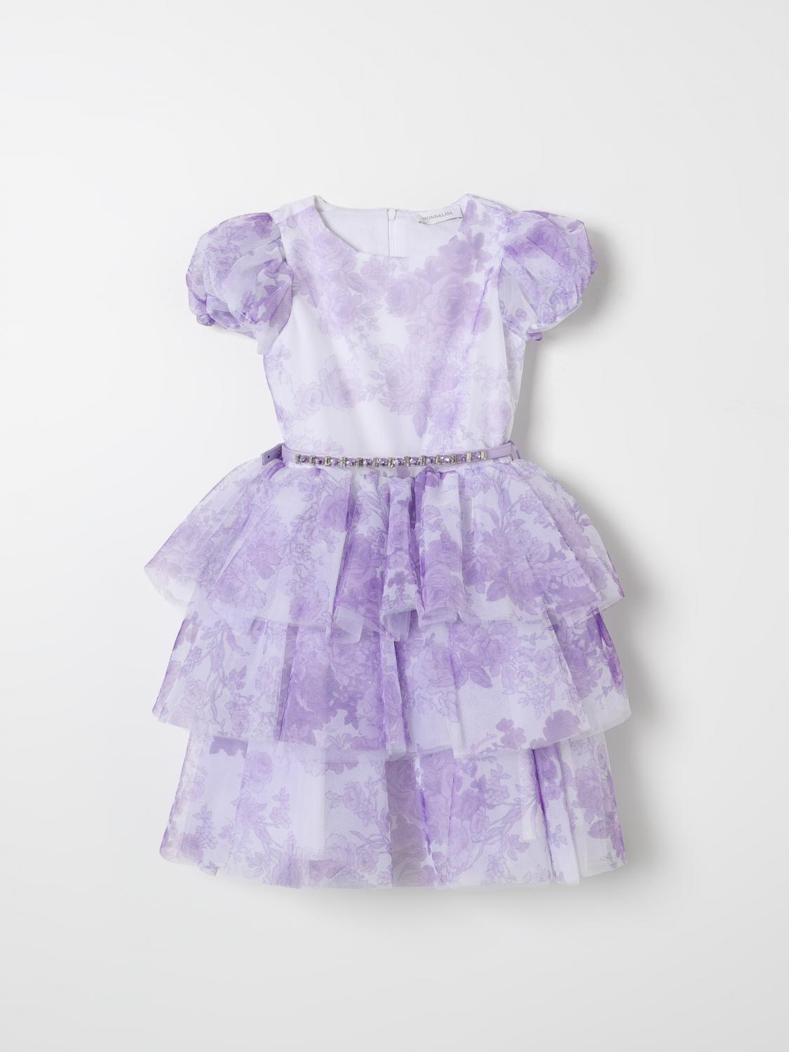 Monnalisa Floral-print Crystal-embellished Dress In Yellow Cream