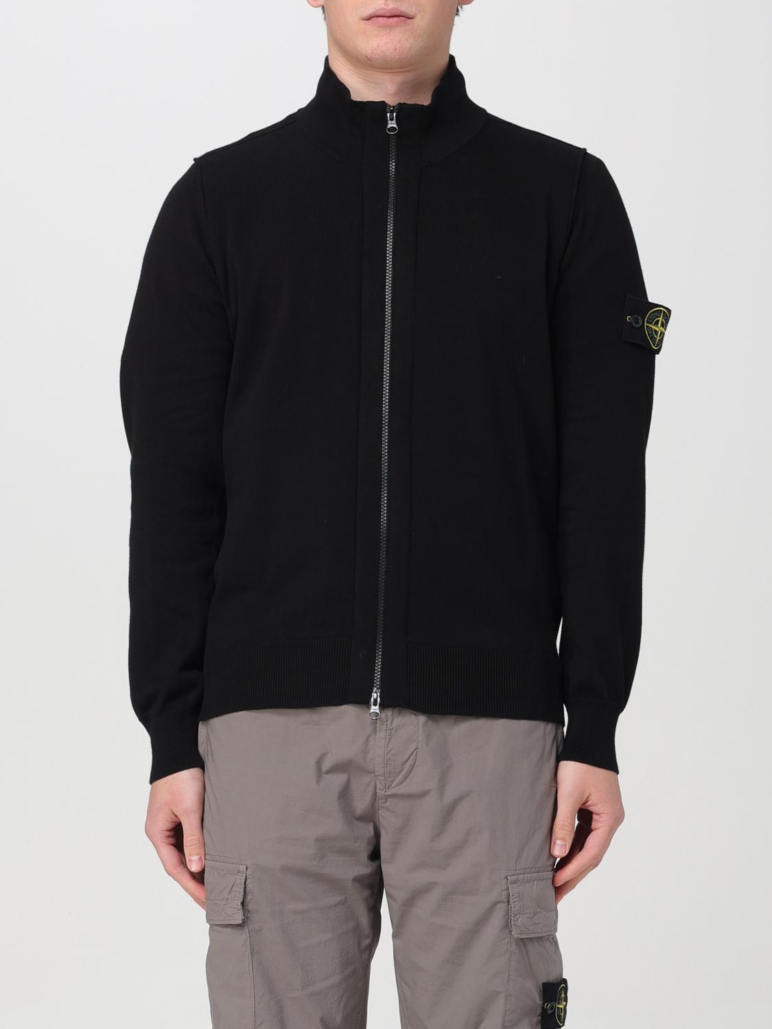 Stone Island Compass-badge Hooded Cardigan In Black