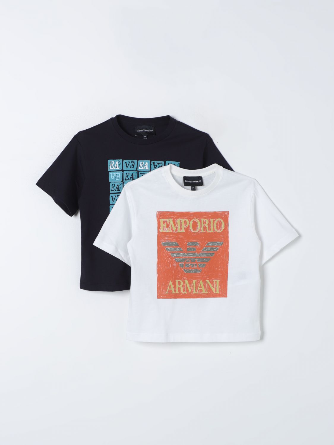 Shop Emporio Armani T-shirt  Kids Color Gnawed Blue