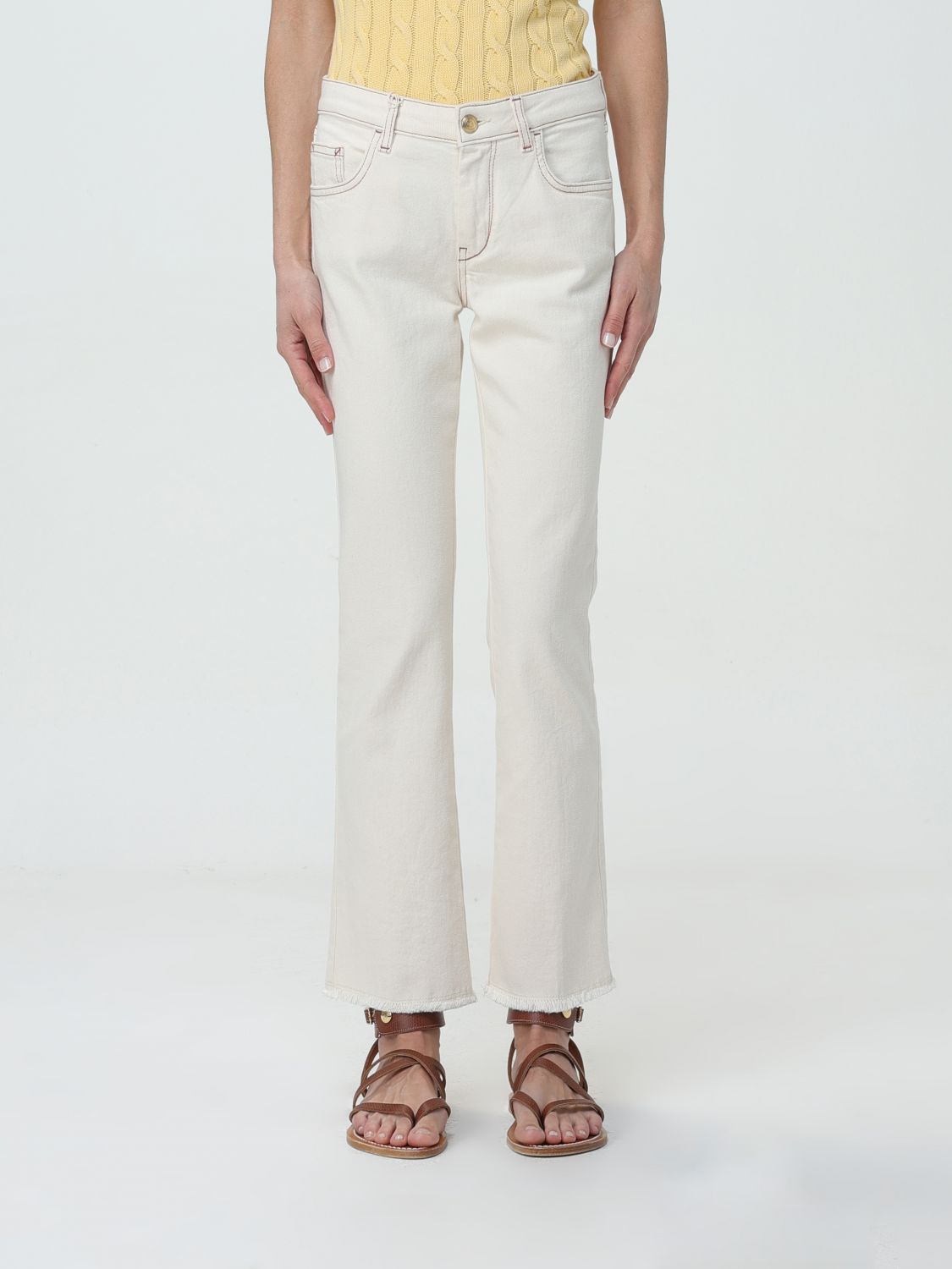 Shop Fay Jeans  Woman Color Yellow Cream