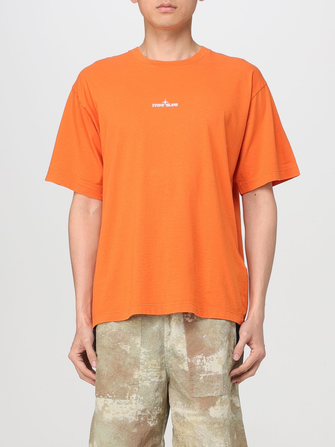 Shop Stone Island T-shirt  Men Color Orange