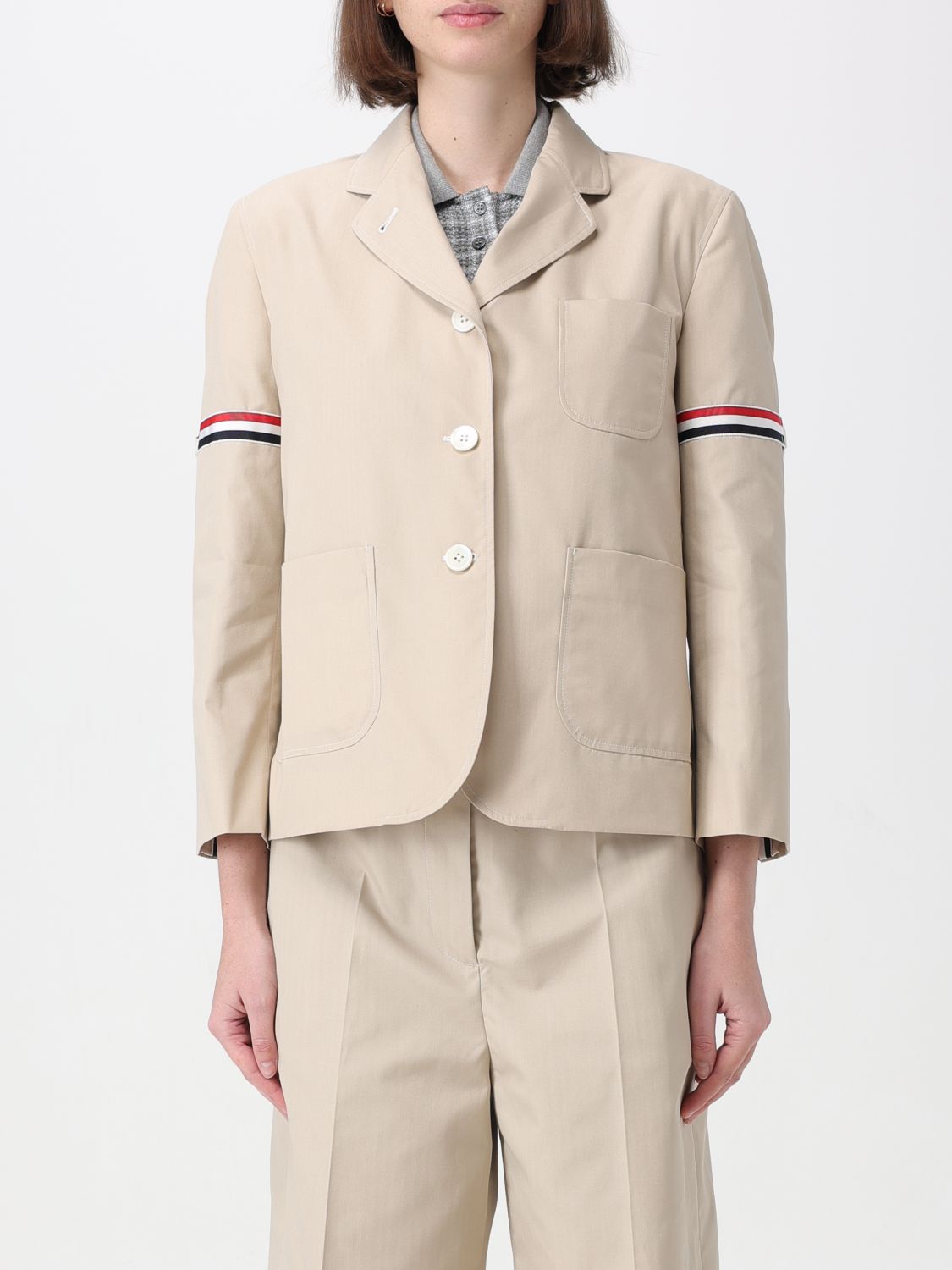 Shop Thom Browne Blazer  Woman Color Beige