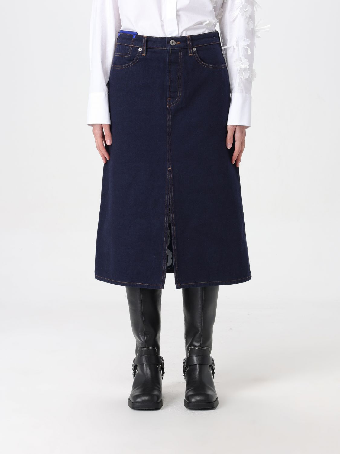 Shop Burberry Skirt  Woman Color Blue