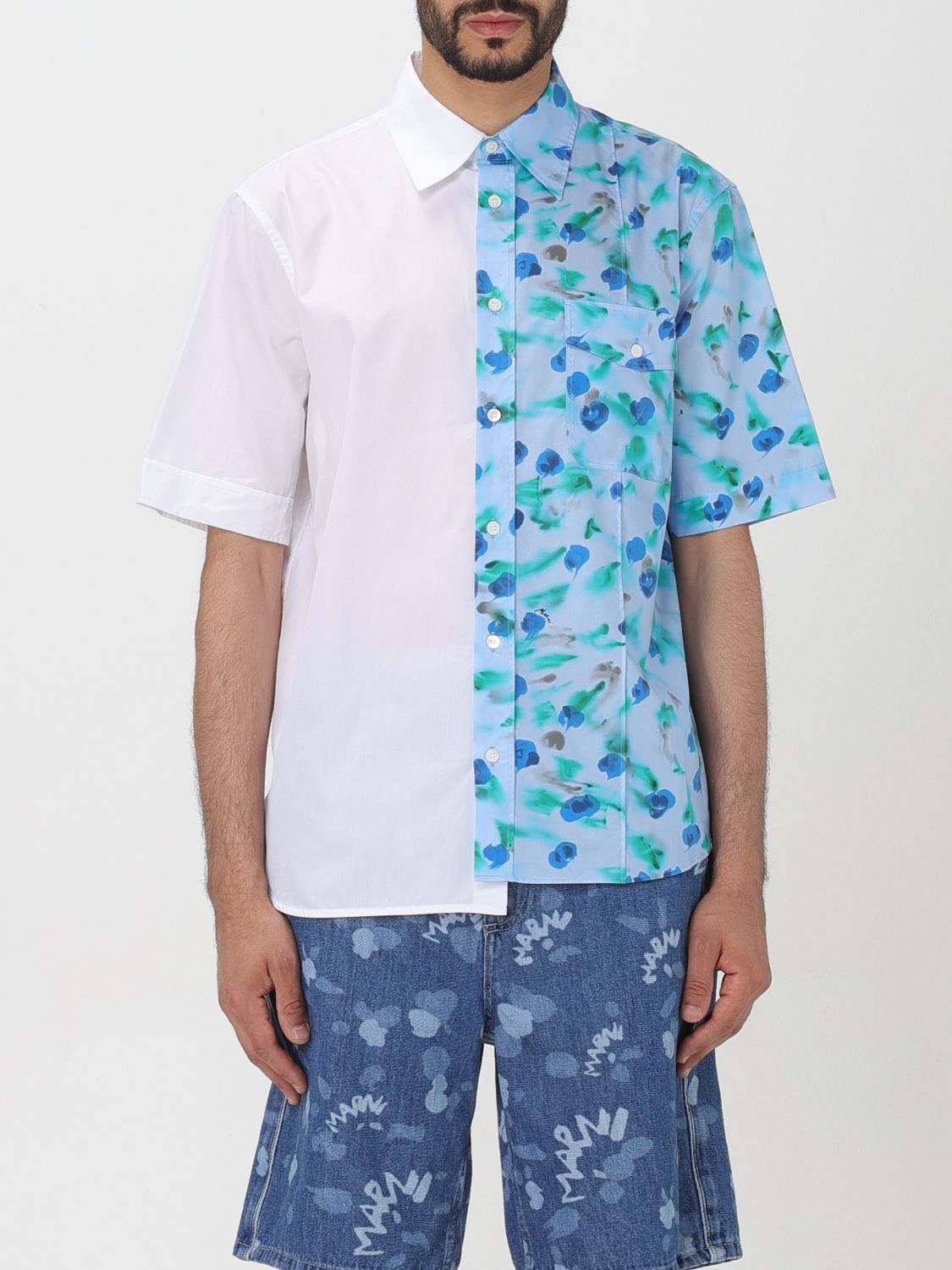 Shop Marni Shirt  Men Color Blue