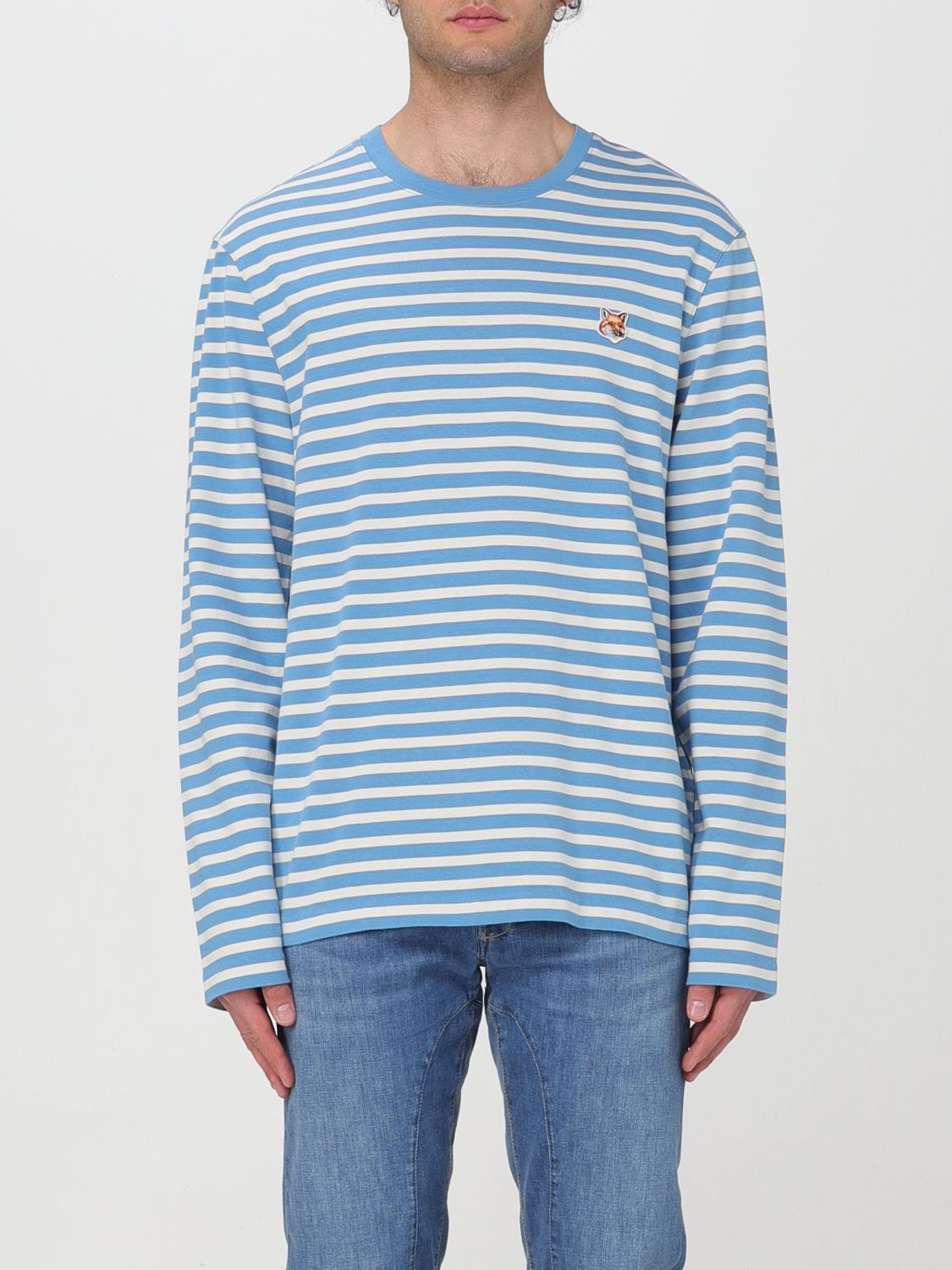 Shop Maison Kitsuné T-shirt  Men Color Blue