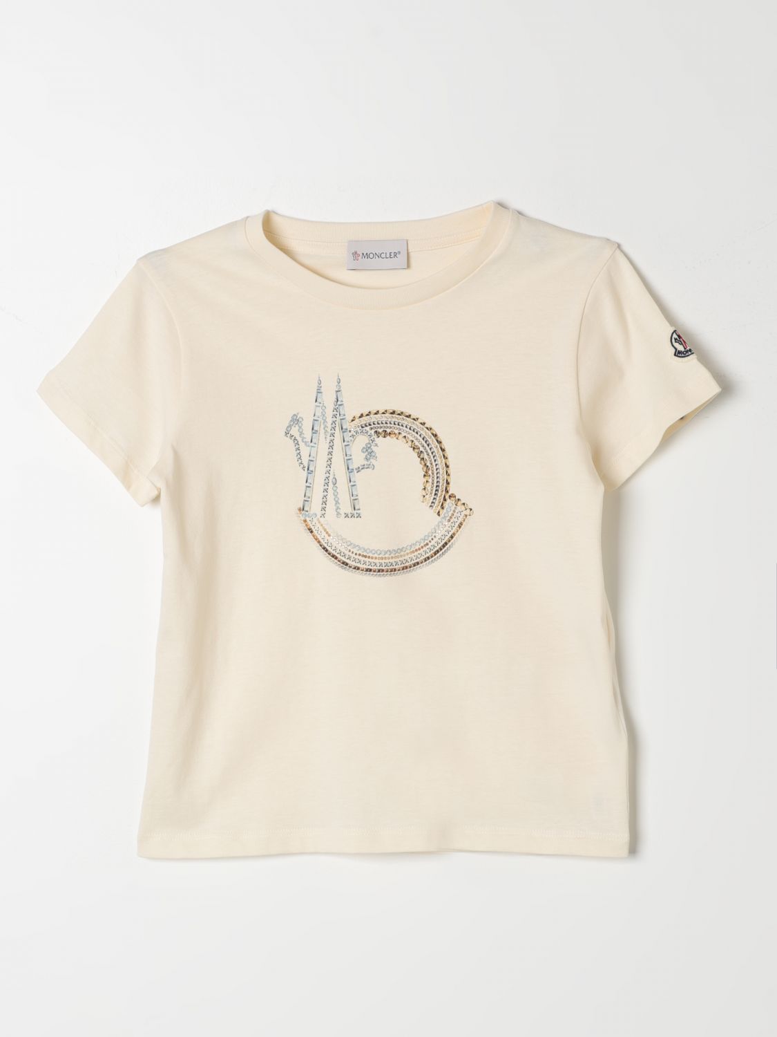 Shop Moncler T-shirt  Kids Color Cream