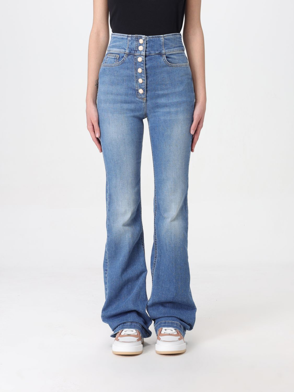 Shop Elisabetta Franchi Jeans  Woman Color Blue