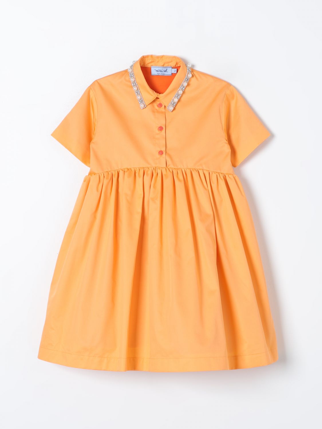Mi Mi Sol Kids' Short-sleeve Poplin Dress In Orange