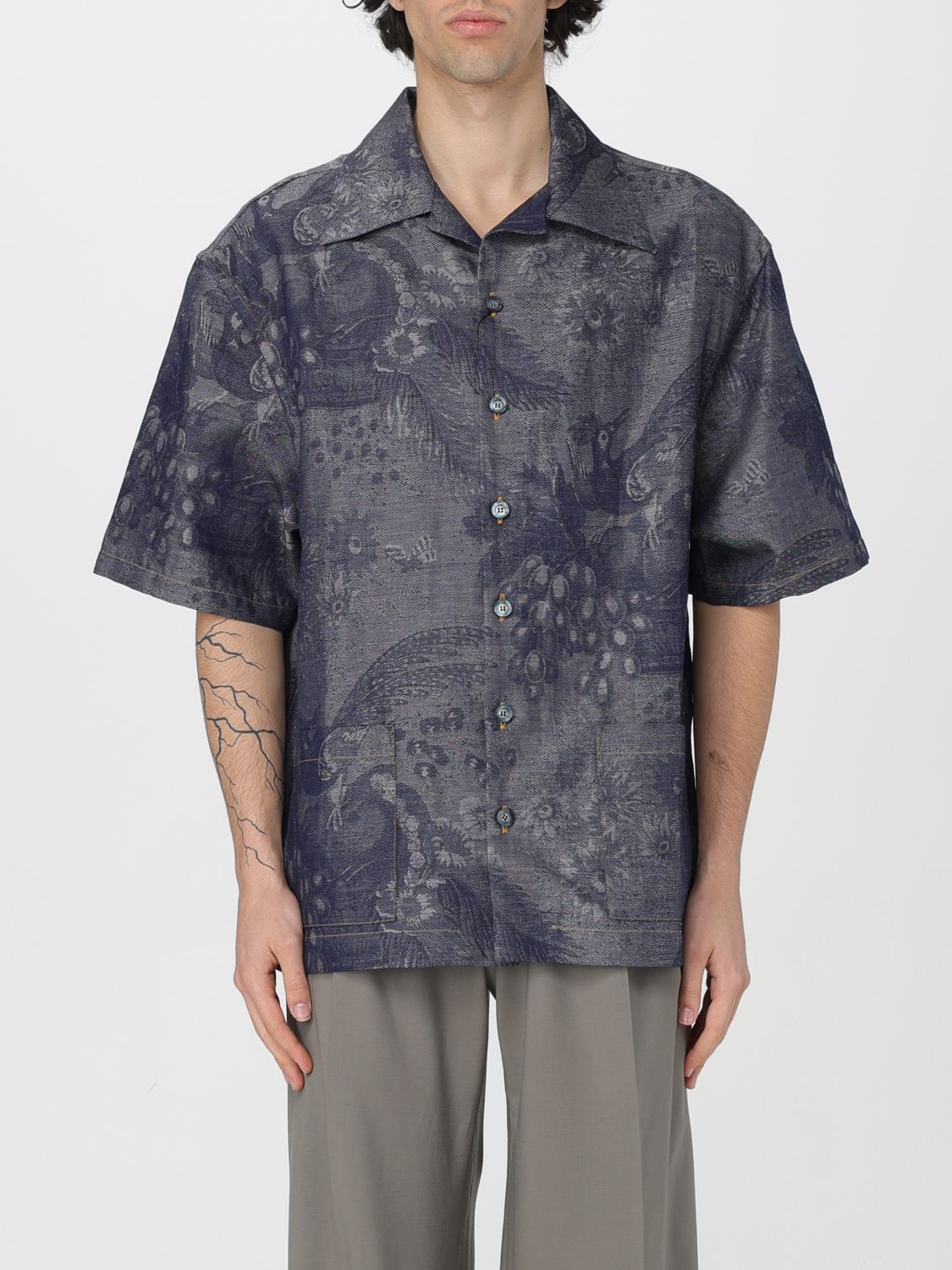 Shop Etro Shirt  Men Color Blue