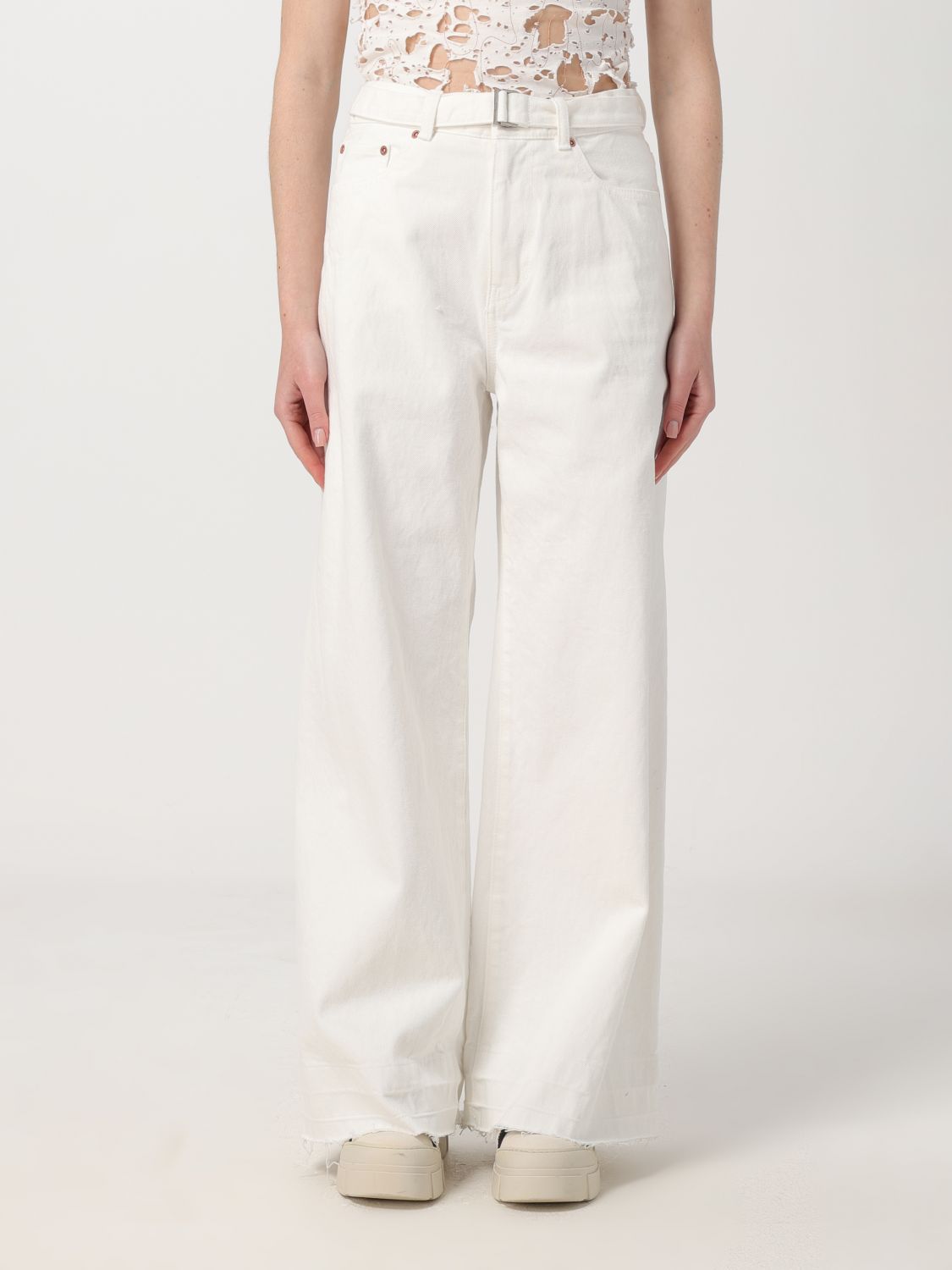 Shop Sacai Jeans  Woman Color White