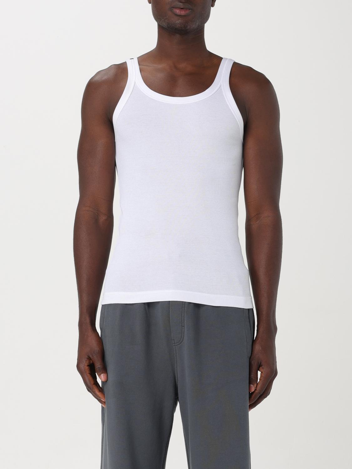 Dolce & Gabbana Dolce&gabbana White Ribbed Cotton Tank Top In Weiss