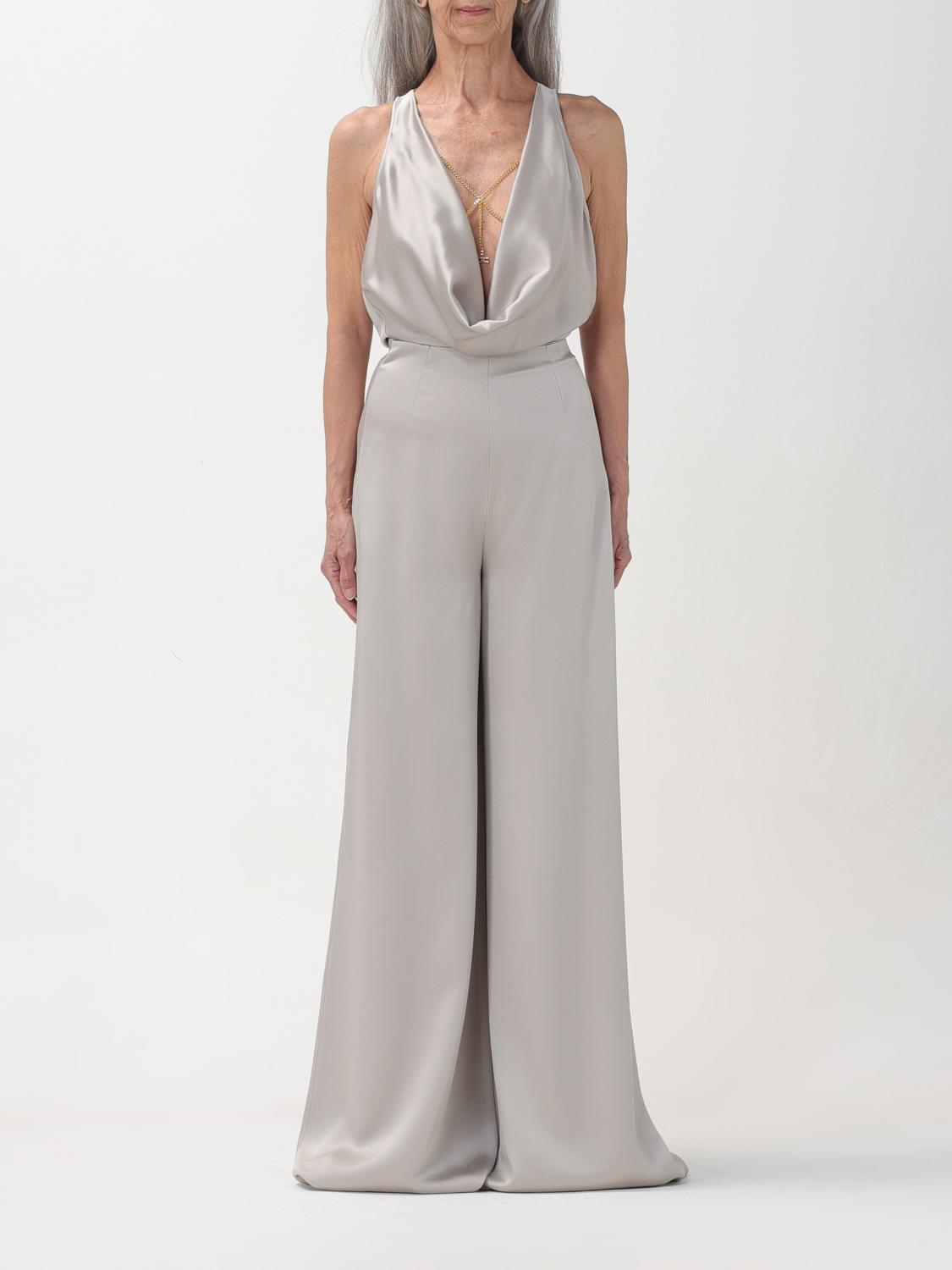Elisabetta Franchi Body-chain Crepe Jumpsuit In Pearl