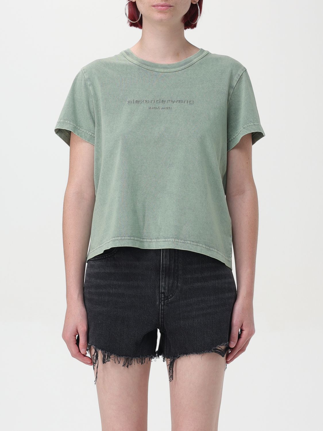 Shop Alexander Wang T-shirt  Woman Color Green