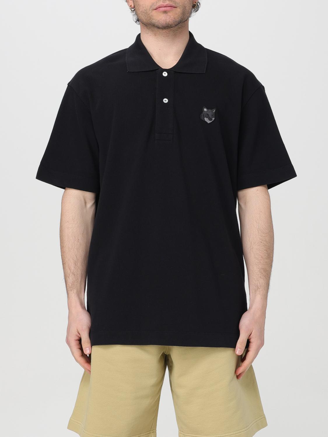 Maison Kitsuné Polo Shirt With Short Sleeves And Collar In Black