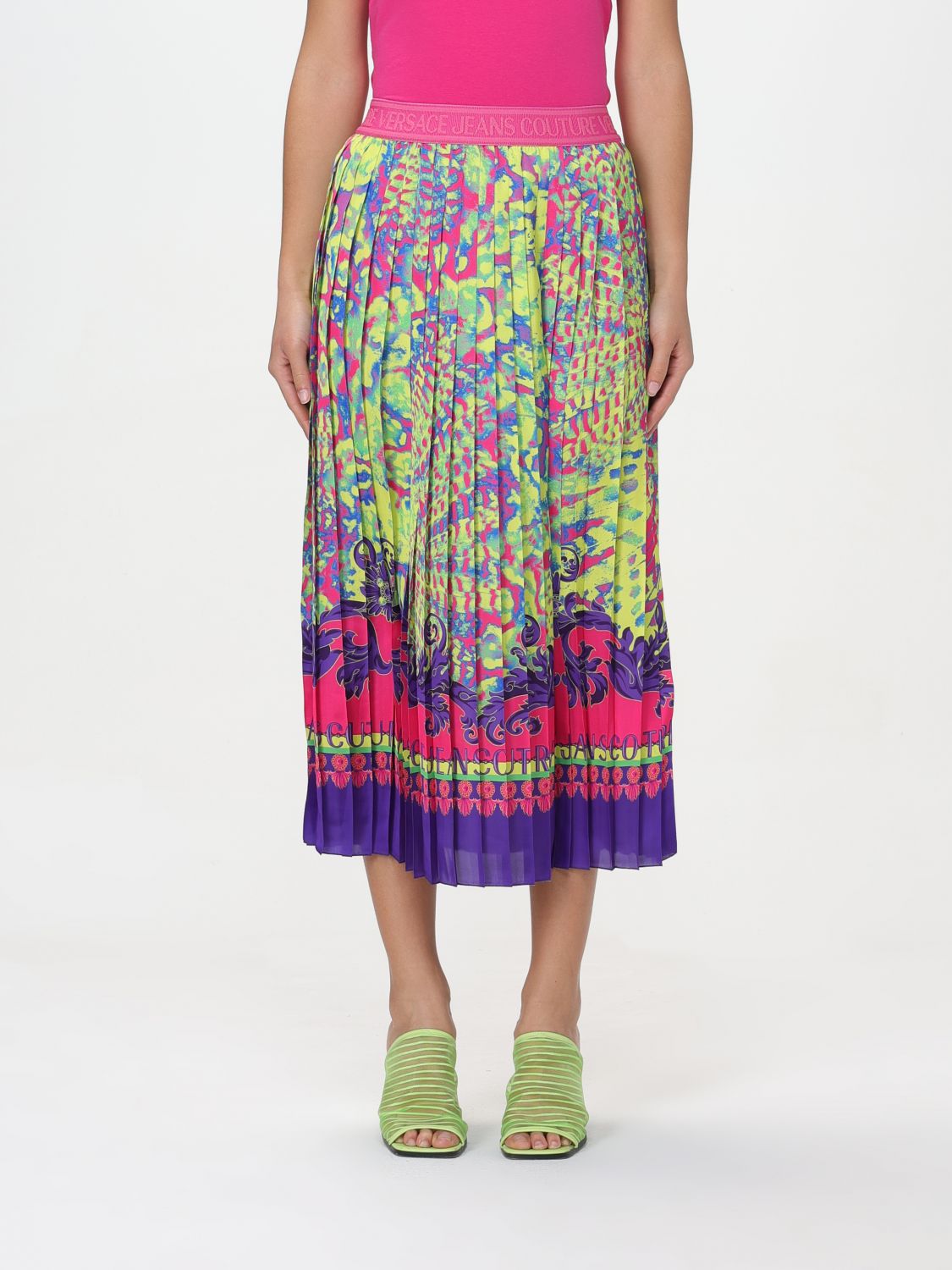 Shop Versace Jeans Couture Skirt  Woman Color Multicolor
