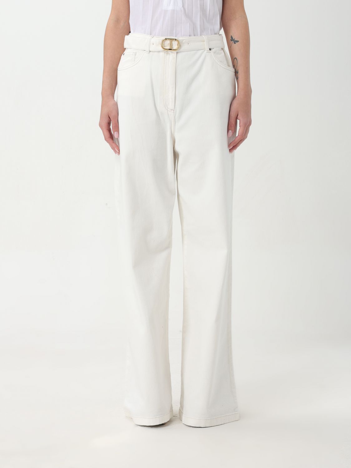Shop Twinset Pants  Woman Color White