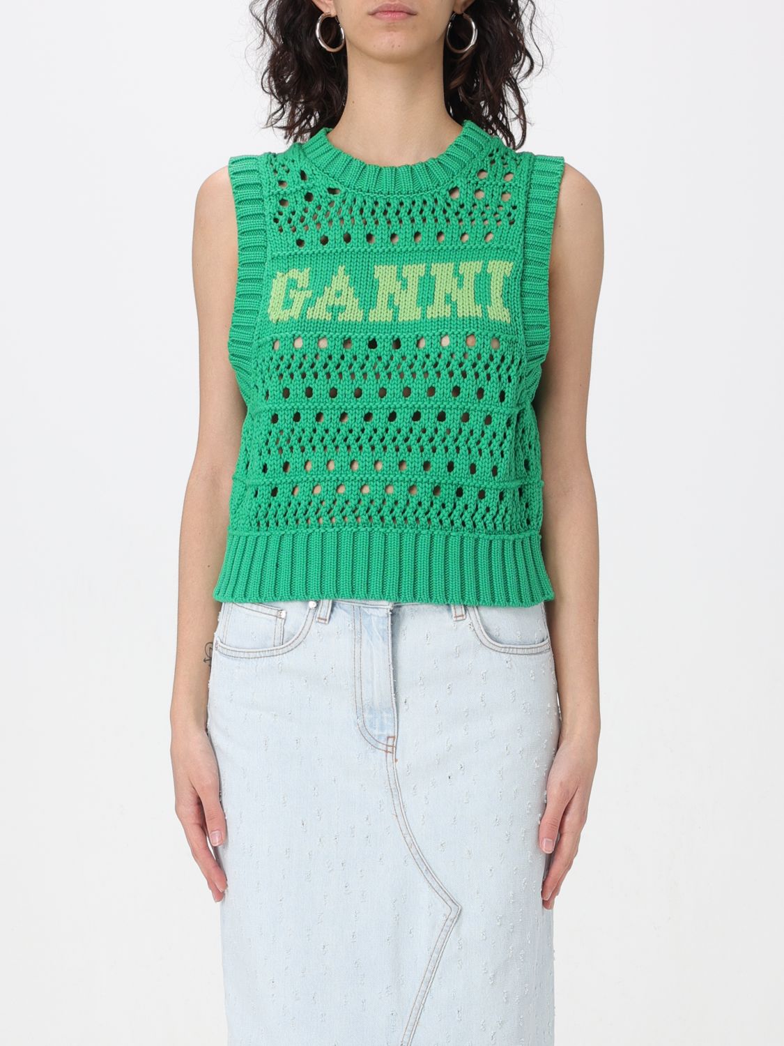 Ganni Sweater  Woman Color Green