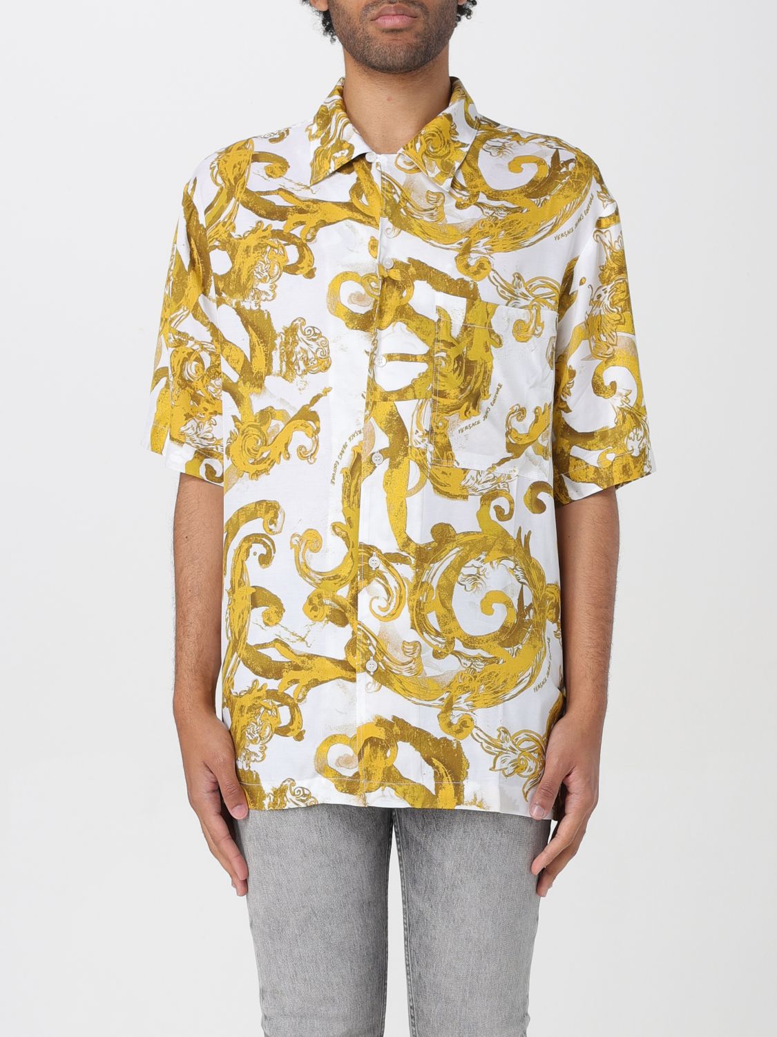 Shop Versace Jeans Couture Shirt  Men Color White