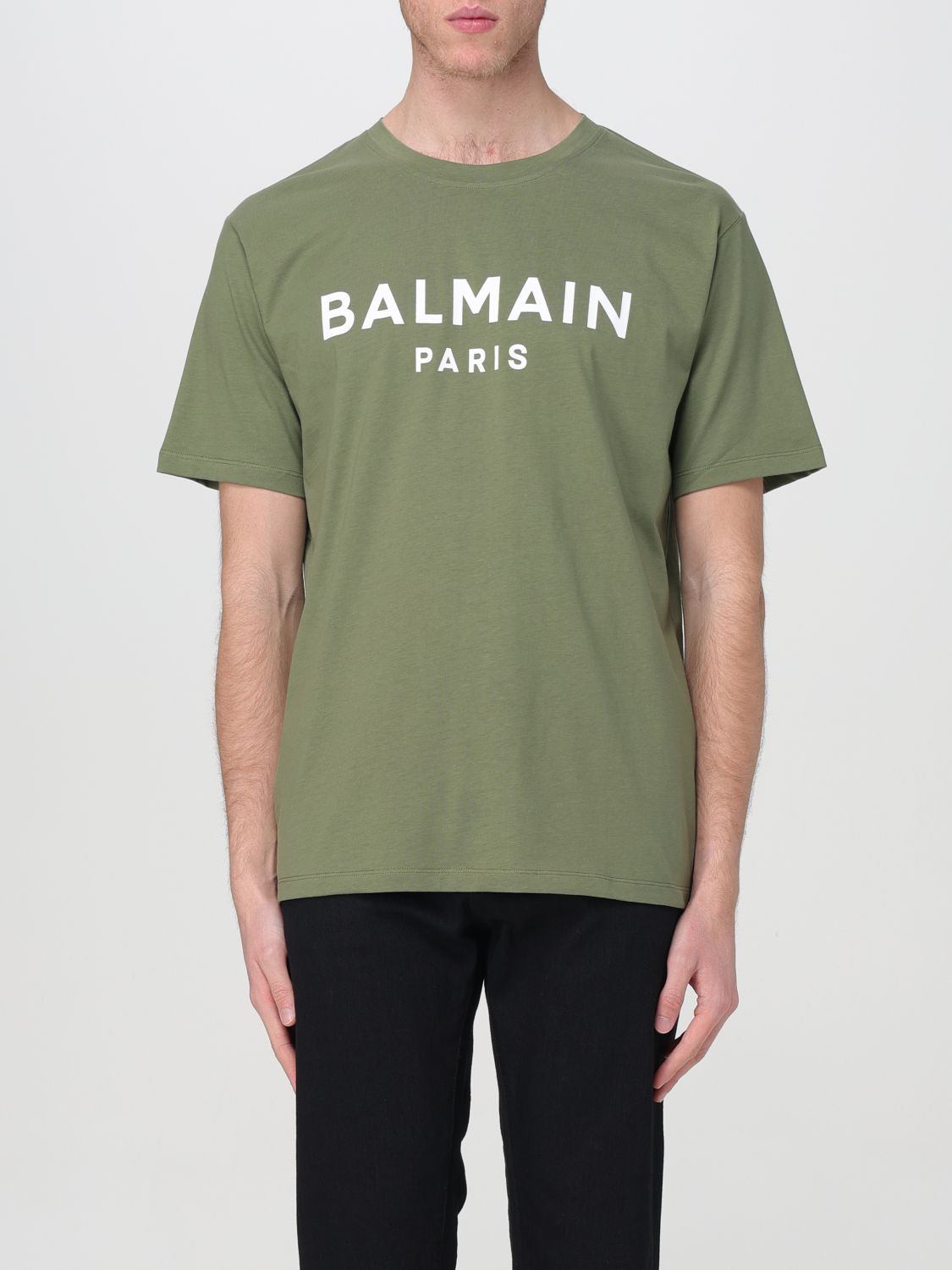 Shop Balmain T-shirt  Men Color Green