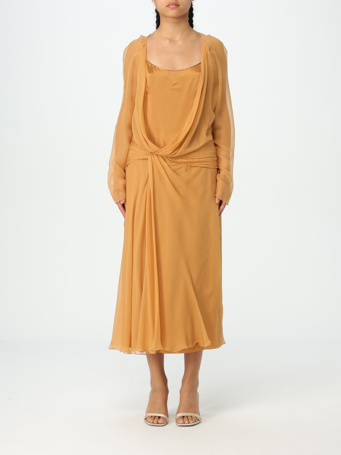 Shop Alberta Ferretti Dress  Woman Color Brown