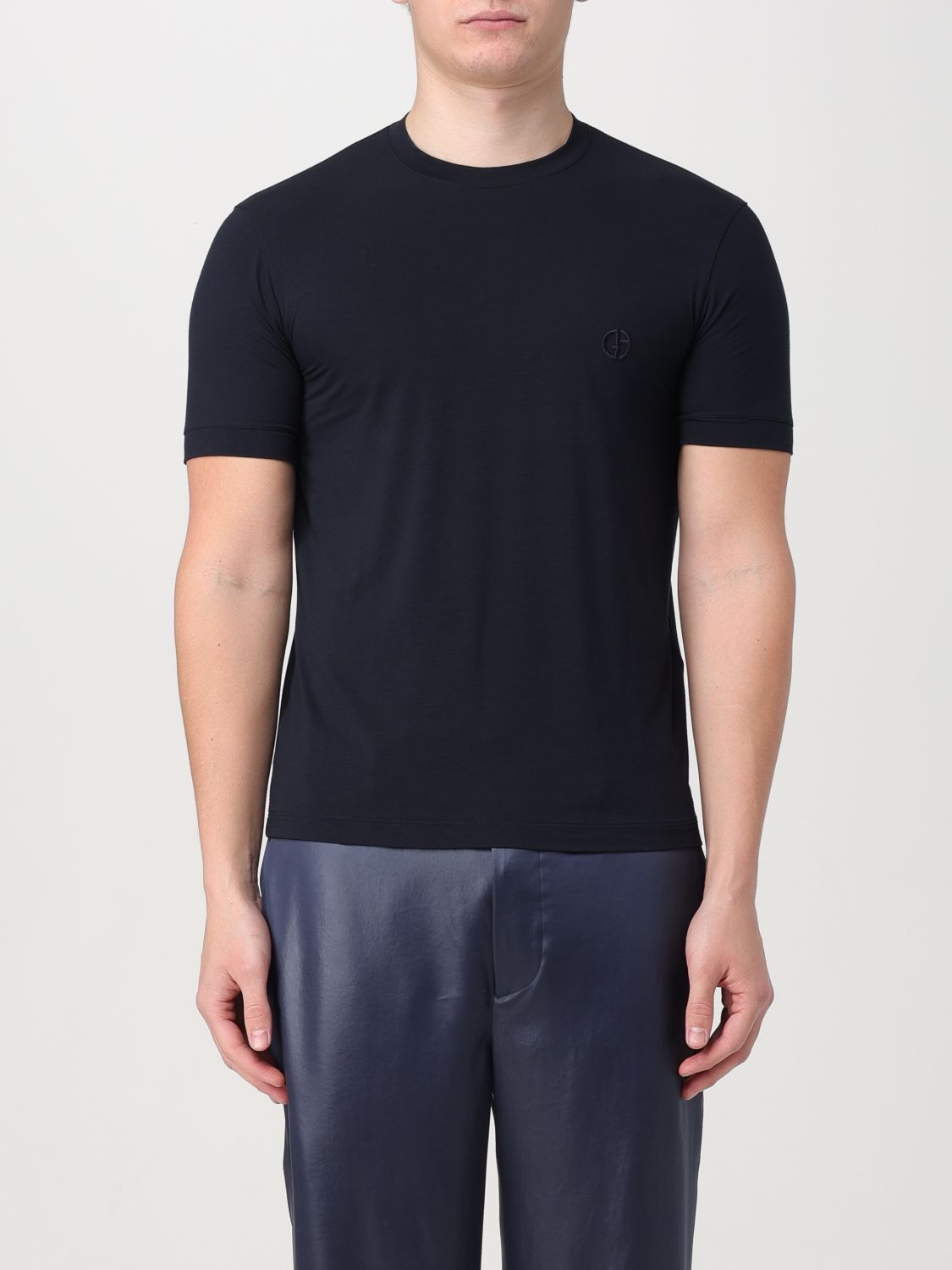 Shop Giorgio Armani T-shirt  Men Color Navy