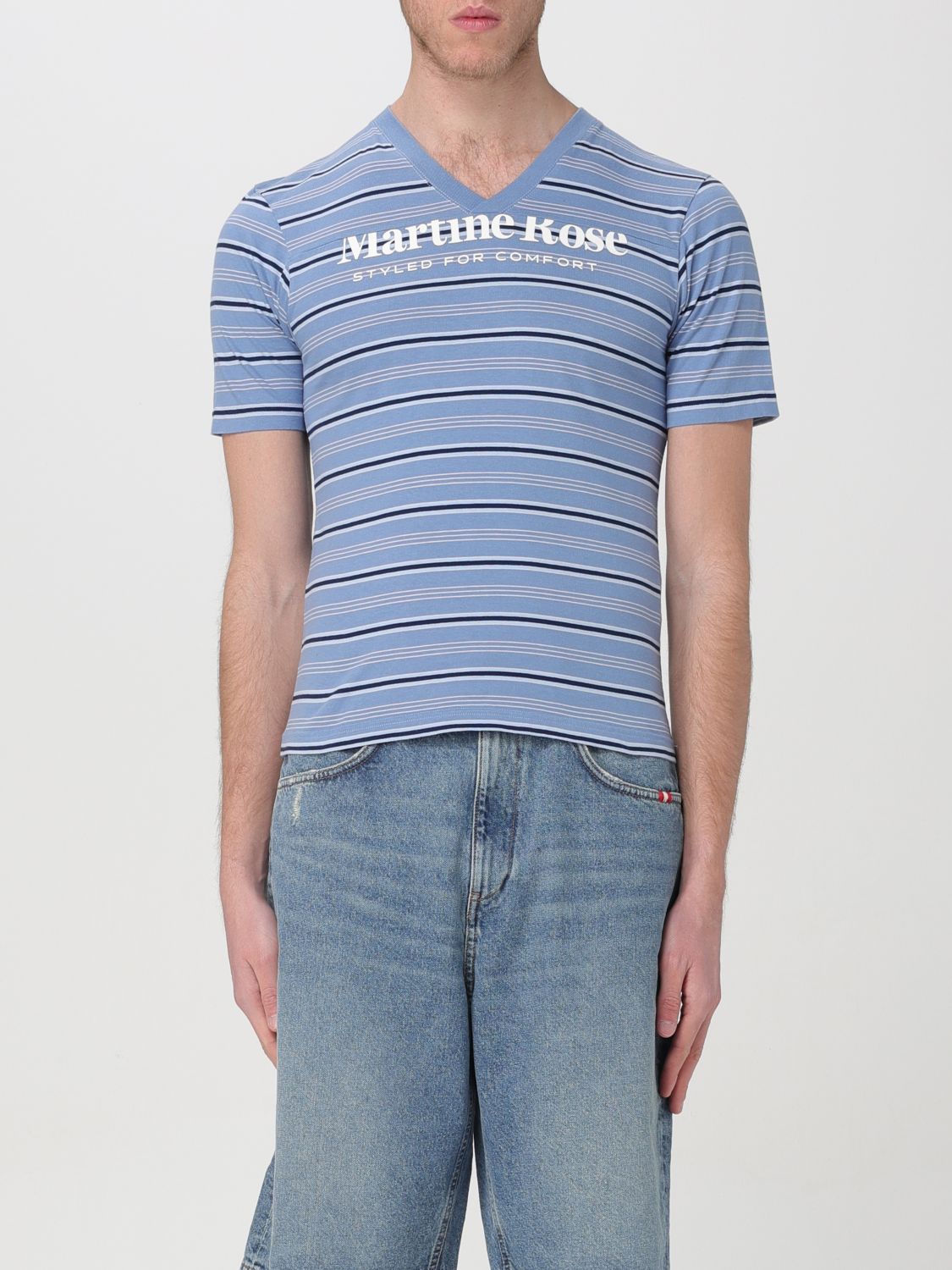 MARTINE ROSE T恤 MARTINE ROSE 男士 颜色 蓝色,F37326009