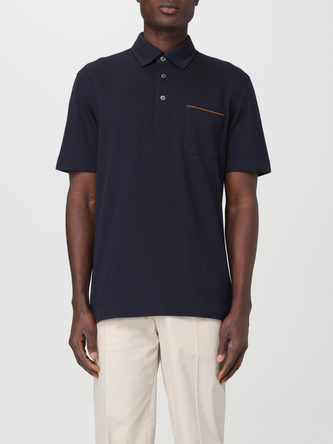 Shop Zegna Polo Shirt  Men Color Blue