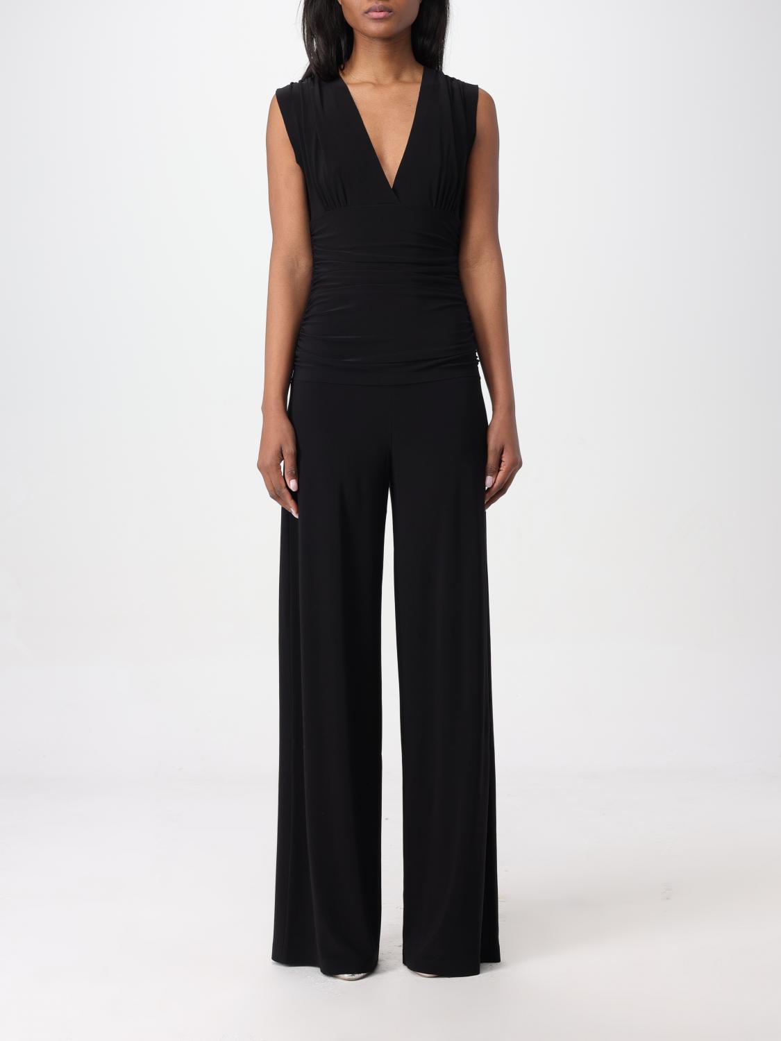 Norma Kamali Sleeveless V-neck Jumpsuit Cinched Waist In Black