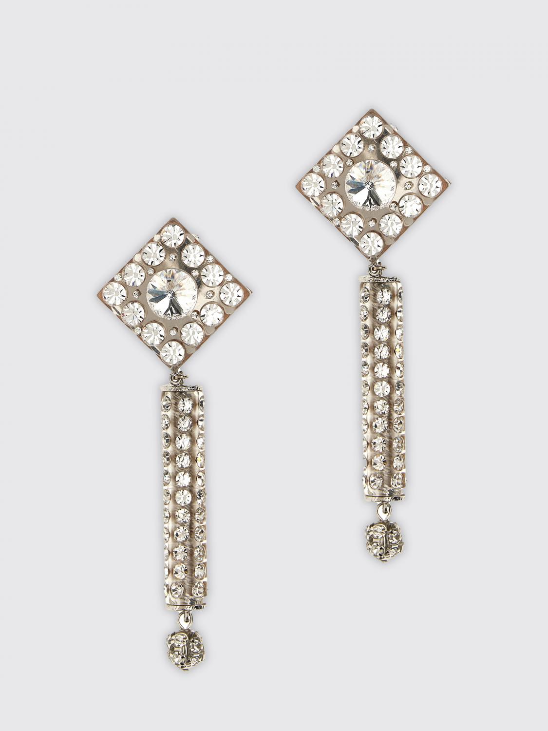 ALESSANDRA RICH Brass earrings with set rhinestones