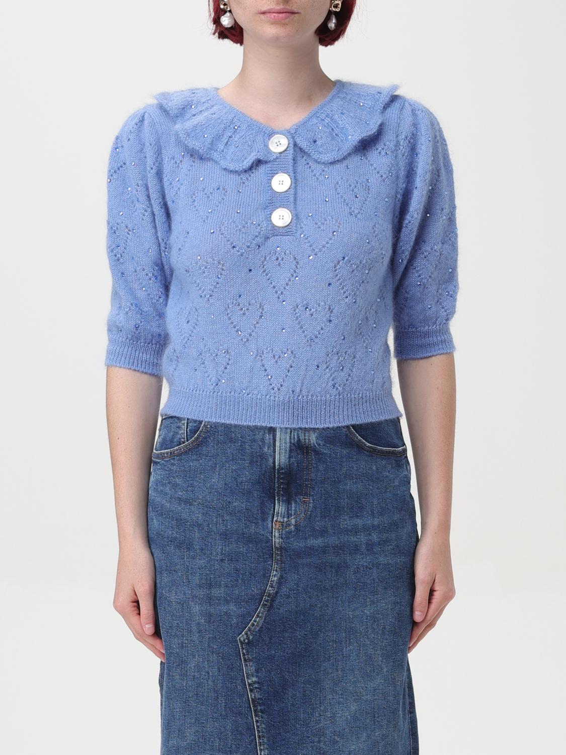 Shop Alessandra Rich Sweater  Woman Color Gnawed Blue