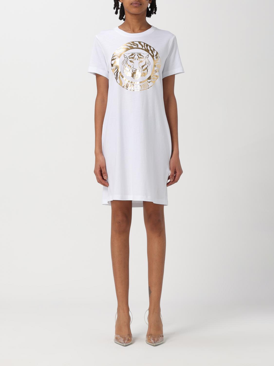 Shop Just Cavalli Dress  Woman Color White