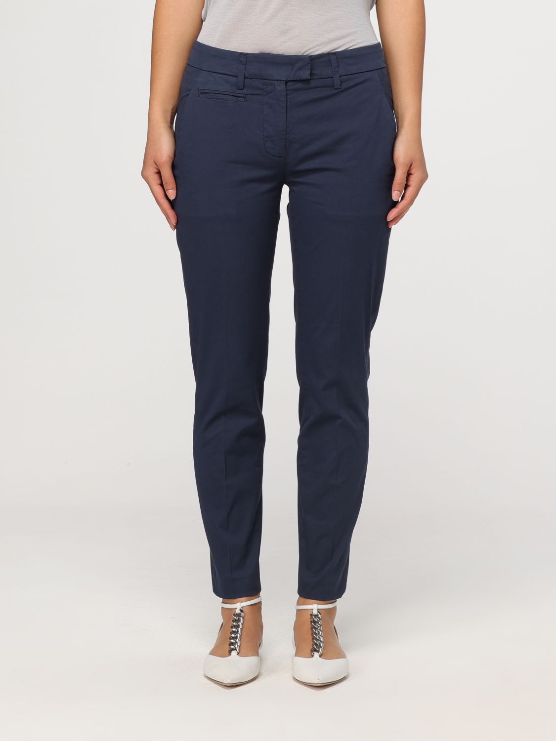 Shop Dondup Pants  Woman Color Gnawed Blue