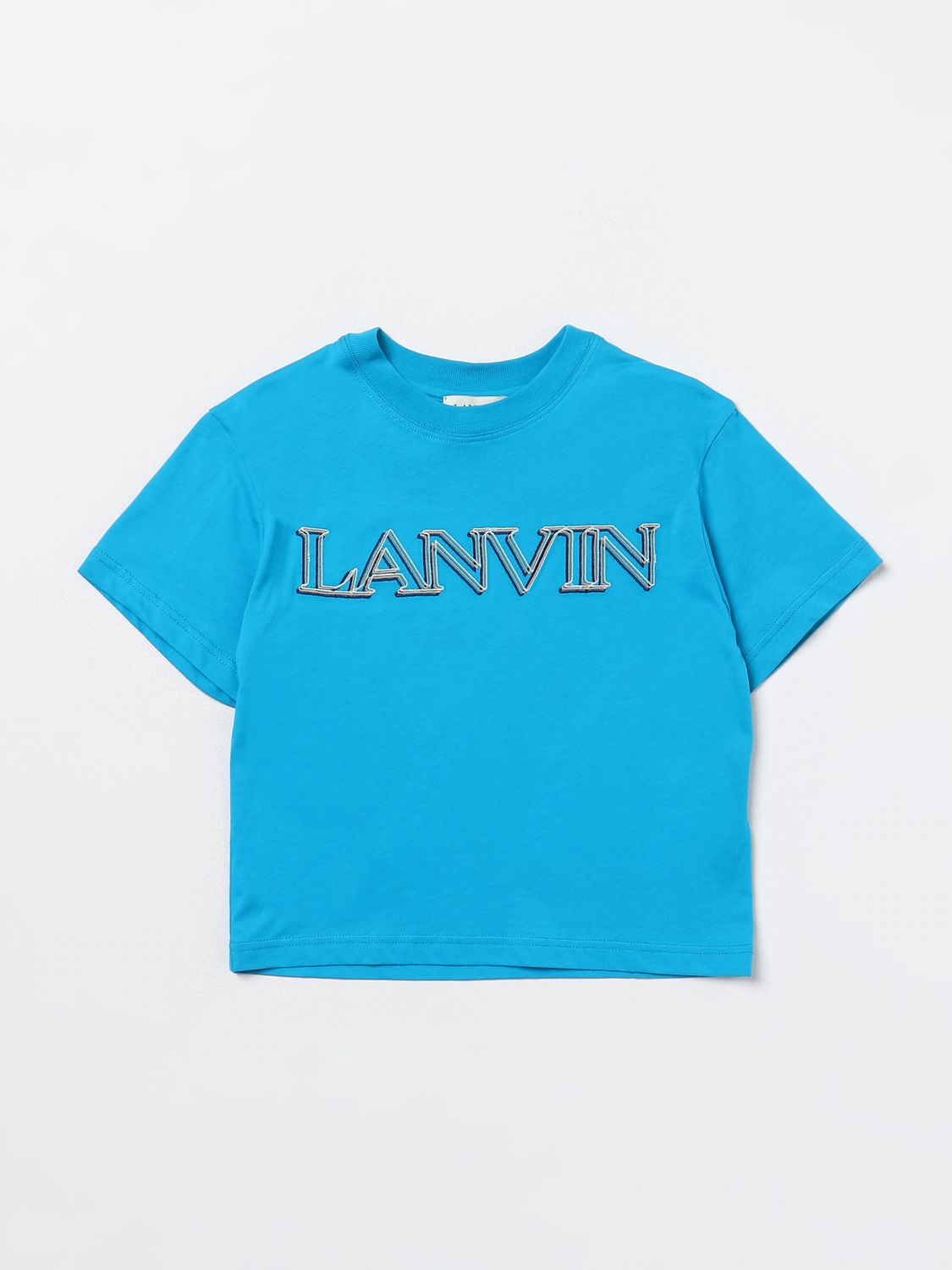 Shop Lanvin T-shirt  Kids Color Turquoise
