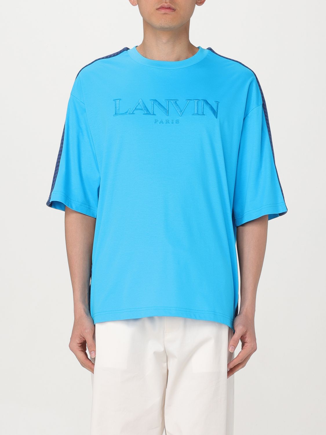 Shop Lanvin T-shirt  Men Color Turquoise