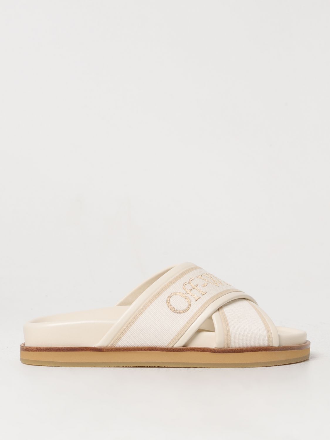 Shop Off-white Flat Sandals  Woman Color Beige