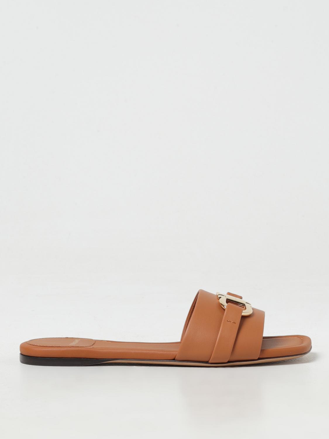 Ferragamo 'leah' Brown Slide Sandals In Brown