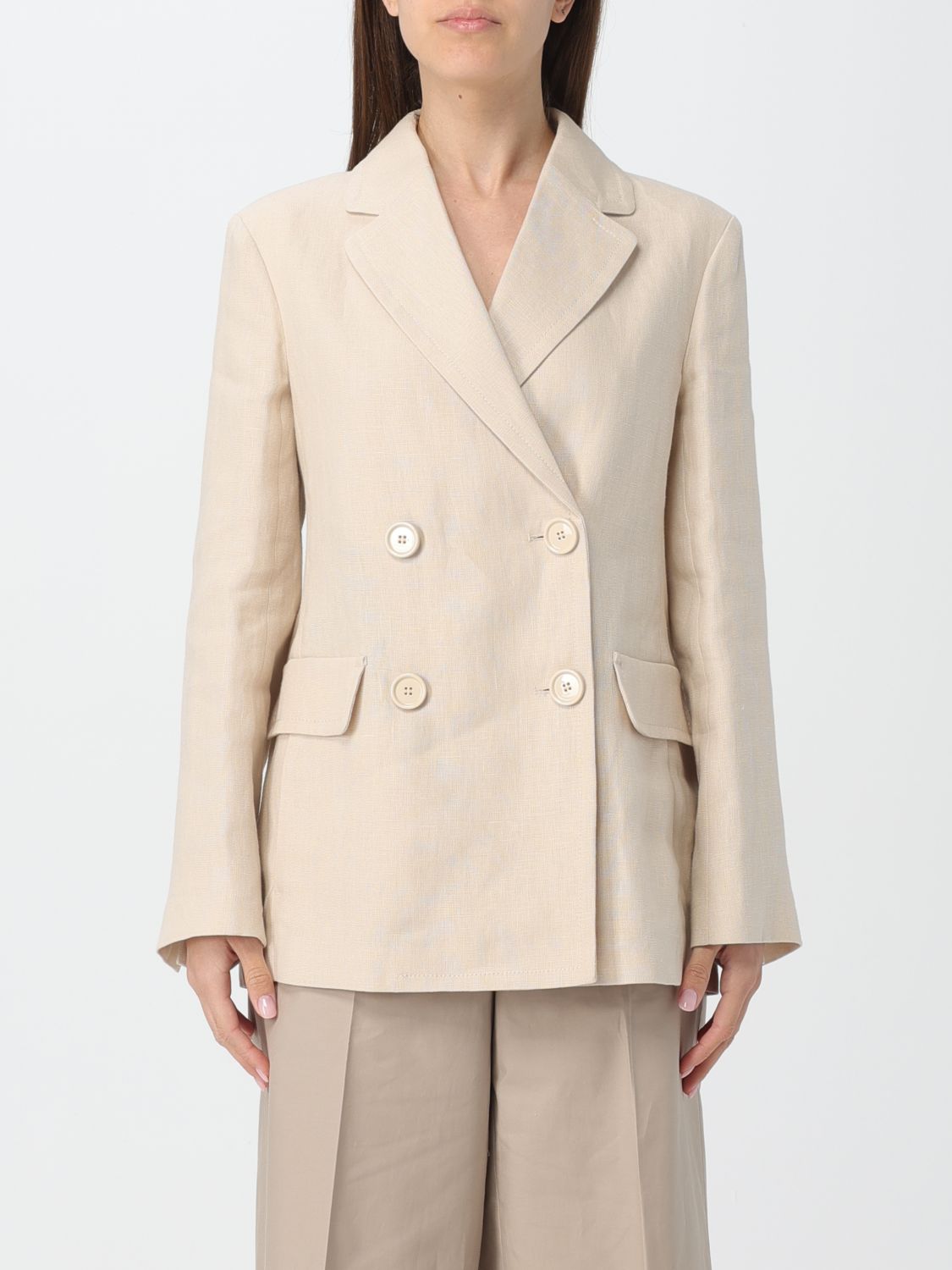 's Max Mara Laura Double-breasted Linen Blazer In Rope