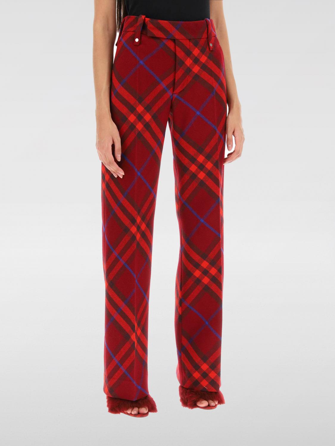 Shop Burberry Pants  Woman Color Red In 红色