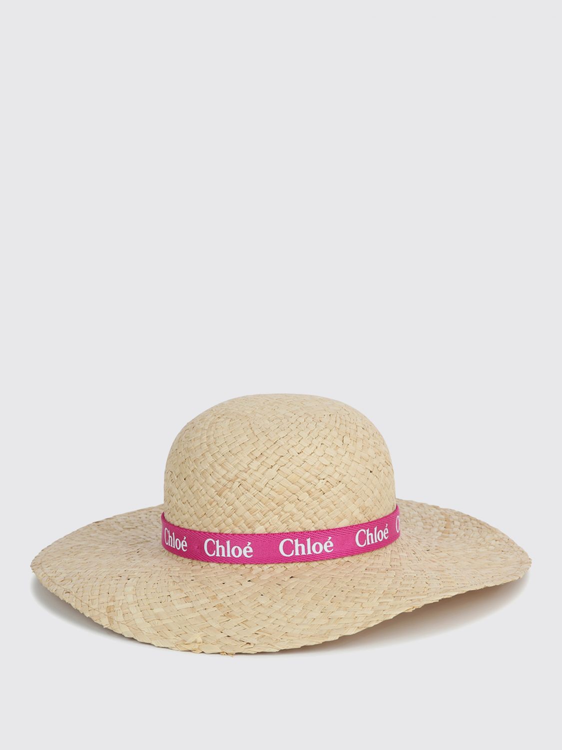 Chloé Kids' Logo-print Raffia Sun Hat In White
