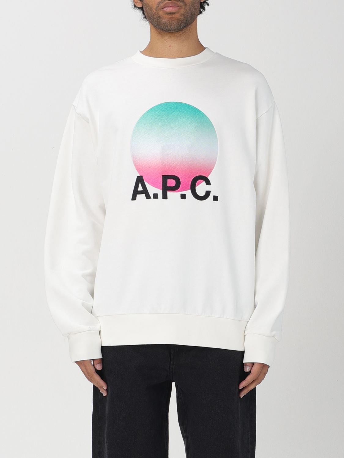 Shop Apc Sweatshirt A.p.c. Men Color Yellow Cream