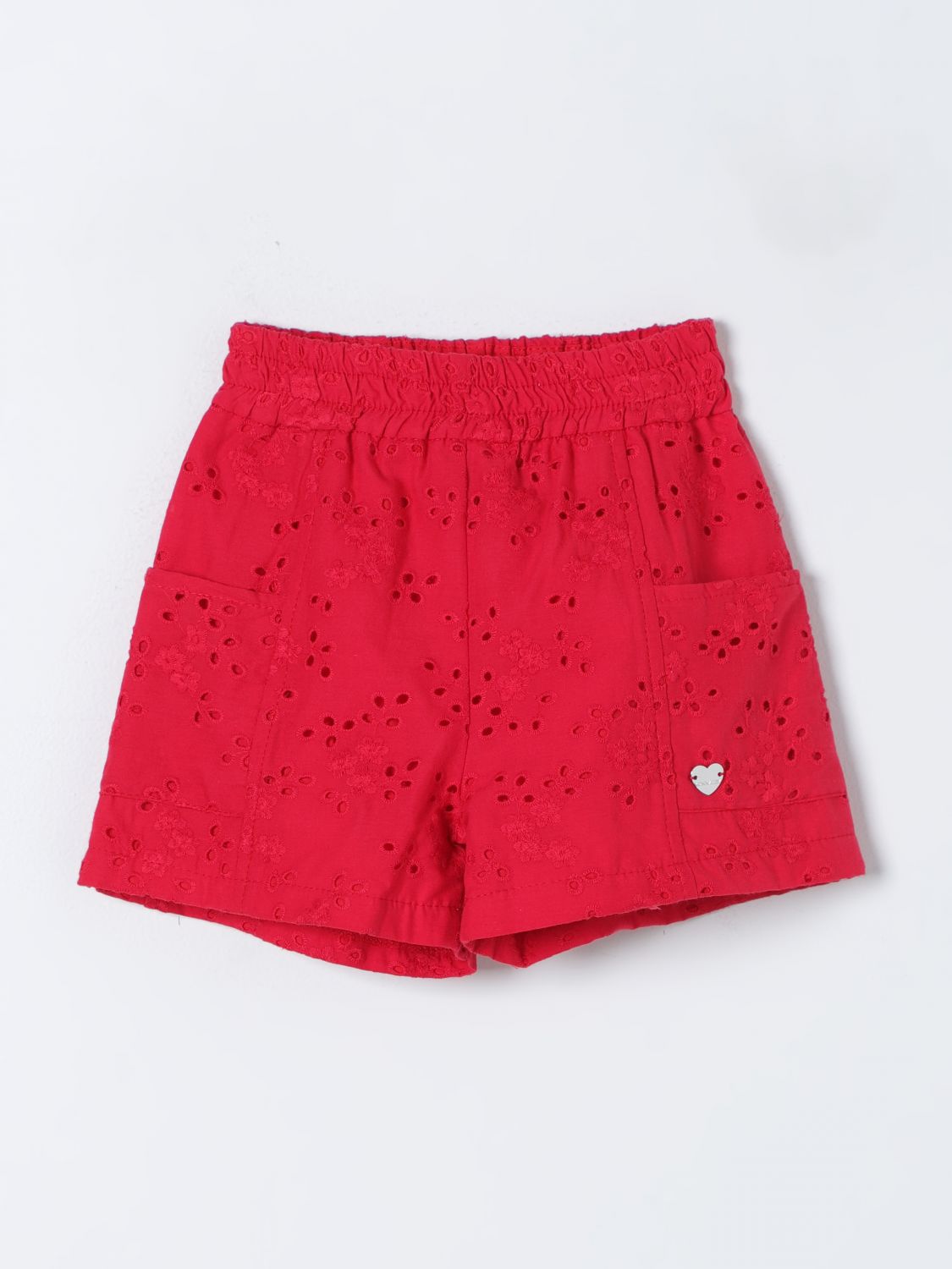 Monnalisa Broderie-anglaise Shorts In Red