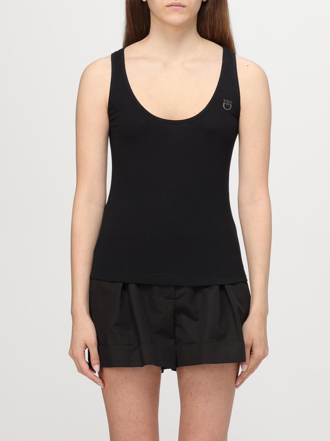 Pinko Woman Tank Top Black Size M Cotton, Lyocell, Elastane In Black