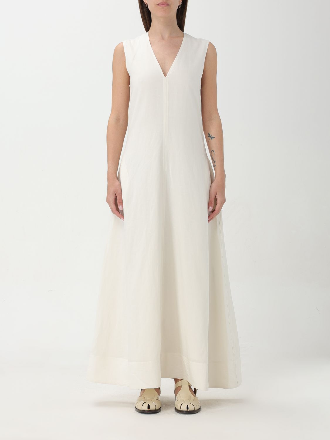 Shop Totême Dress Toteme Woman Color White
