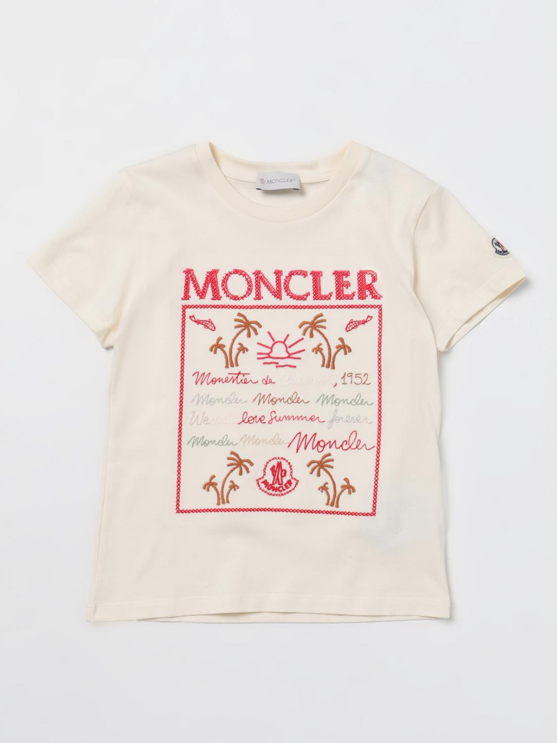 Moncler Kids' Logo T-shirt In Beige