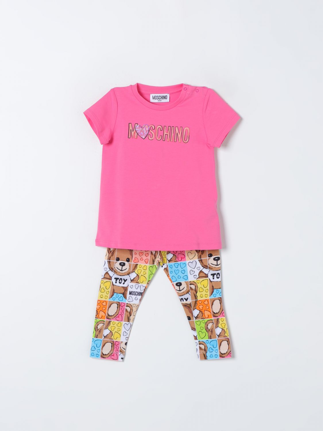 Shop Moschino Baby Jumpsuit  Kids Color Fuchsia