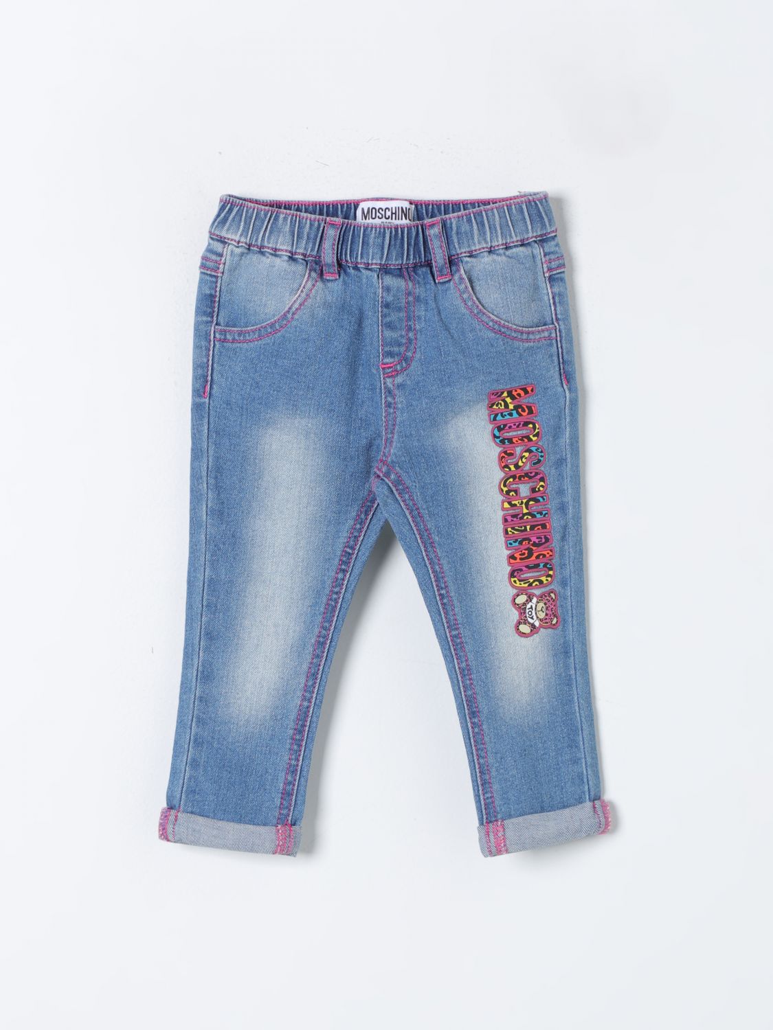 Shop Moschino Baby Pants  Kids Color Denim