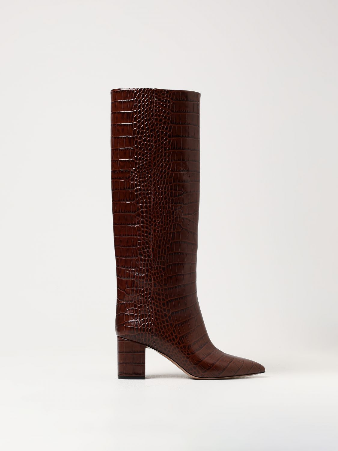 Paris Texas 100mm Crocodile-effect Leather Knee-high Boots In 棕色