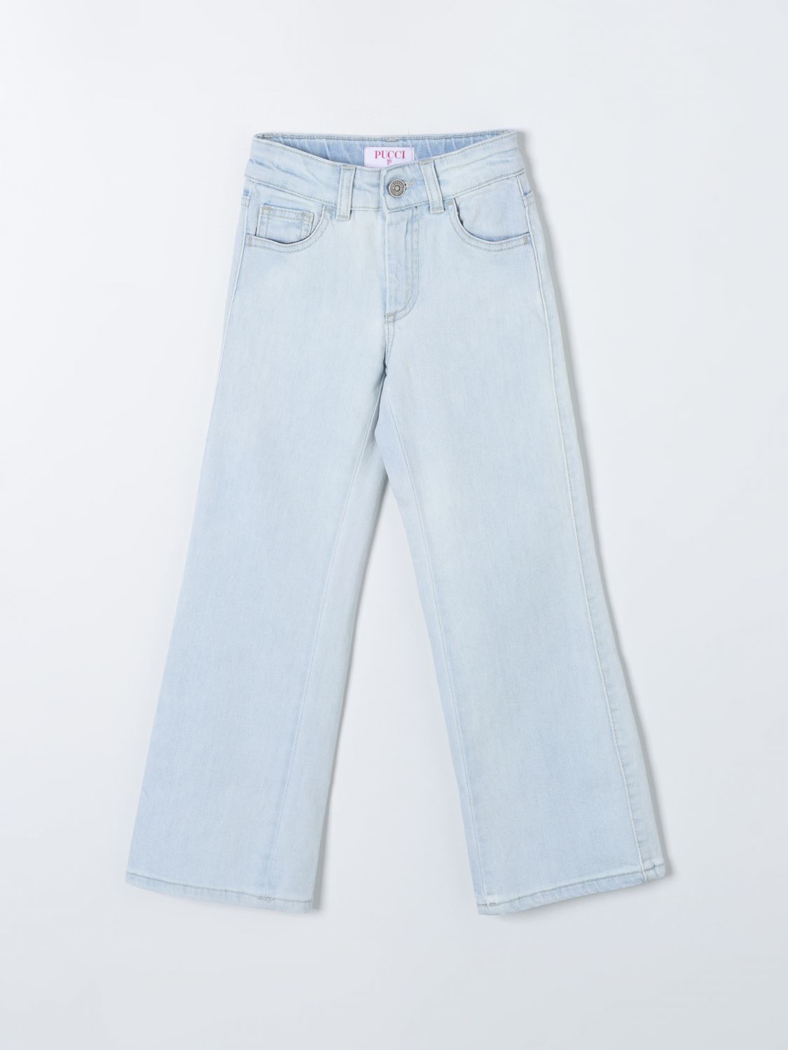 Shop Emilio Pucci Junior Jeans Pucci Kids Color Gnawed Blue